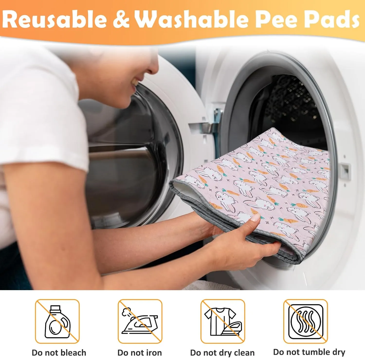 2 Pack Reusable Guinea Pig Cage Liners, 47" x 24" Washable Guinea Pig Pee Pads, Super Absorbent Waterproof Anti Slip Pee Pad, Guinea Pig Bedding Mat for Rabbit Hamster Small Animals - Pink