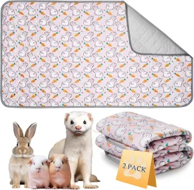 2 Pack Reusable Guinea Pig Cage Liners, 47" x 24" Washable Guinea Pig Pee Pads, Super Absorbent Waterproof Anti Slip Pee Pad, Guinea Pig Bedding Mat for Rabbit Hamster Small Animals - Pink