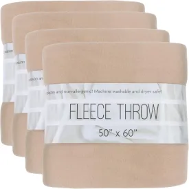 (24 Pack) Bulk Fleece Throw Blankets for Wedding Favors, Homeless Women, Men, Homes, Bed, Sofa, Couch, Office, Pet Blankets, Travel | Soft Warm Lightweight Throw Blankets in Bulk (Khaki)
