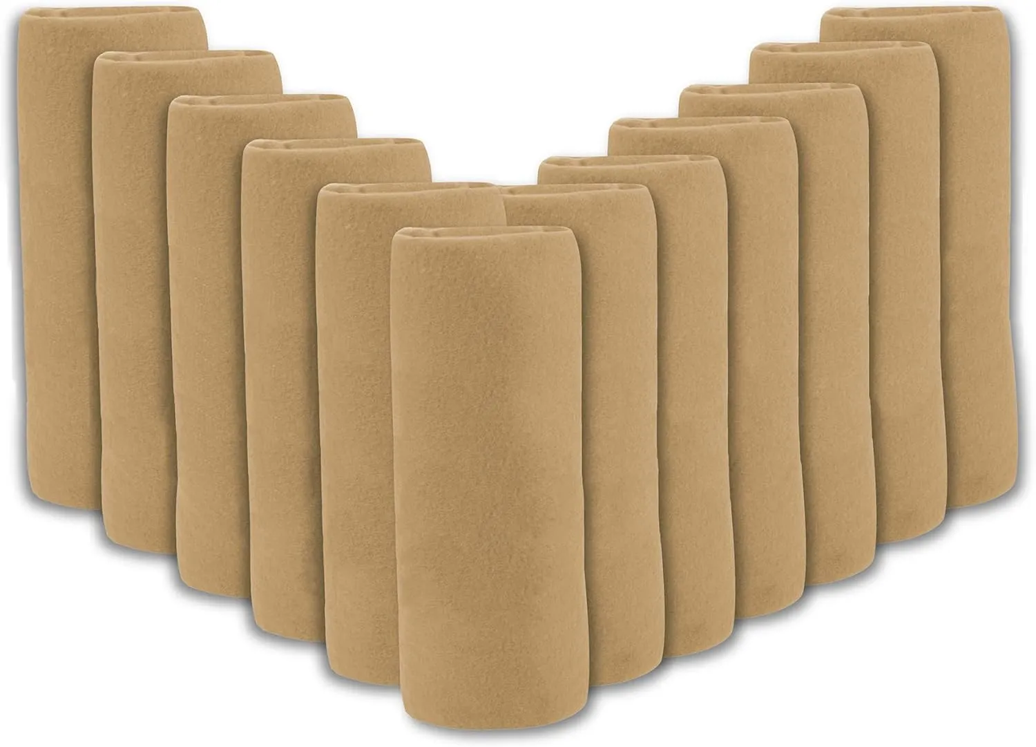 (24 Pack) Bulk Fleece Throw Blankets for Wedding Favors, Homeless Women, Men, Homes, Bed, Sofa, Couch, Office, Pet Blankets, Travel | Soft Warm Lightweight Throw Blankets in Bulk (Khaki)