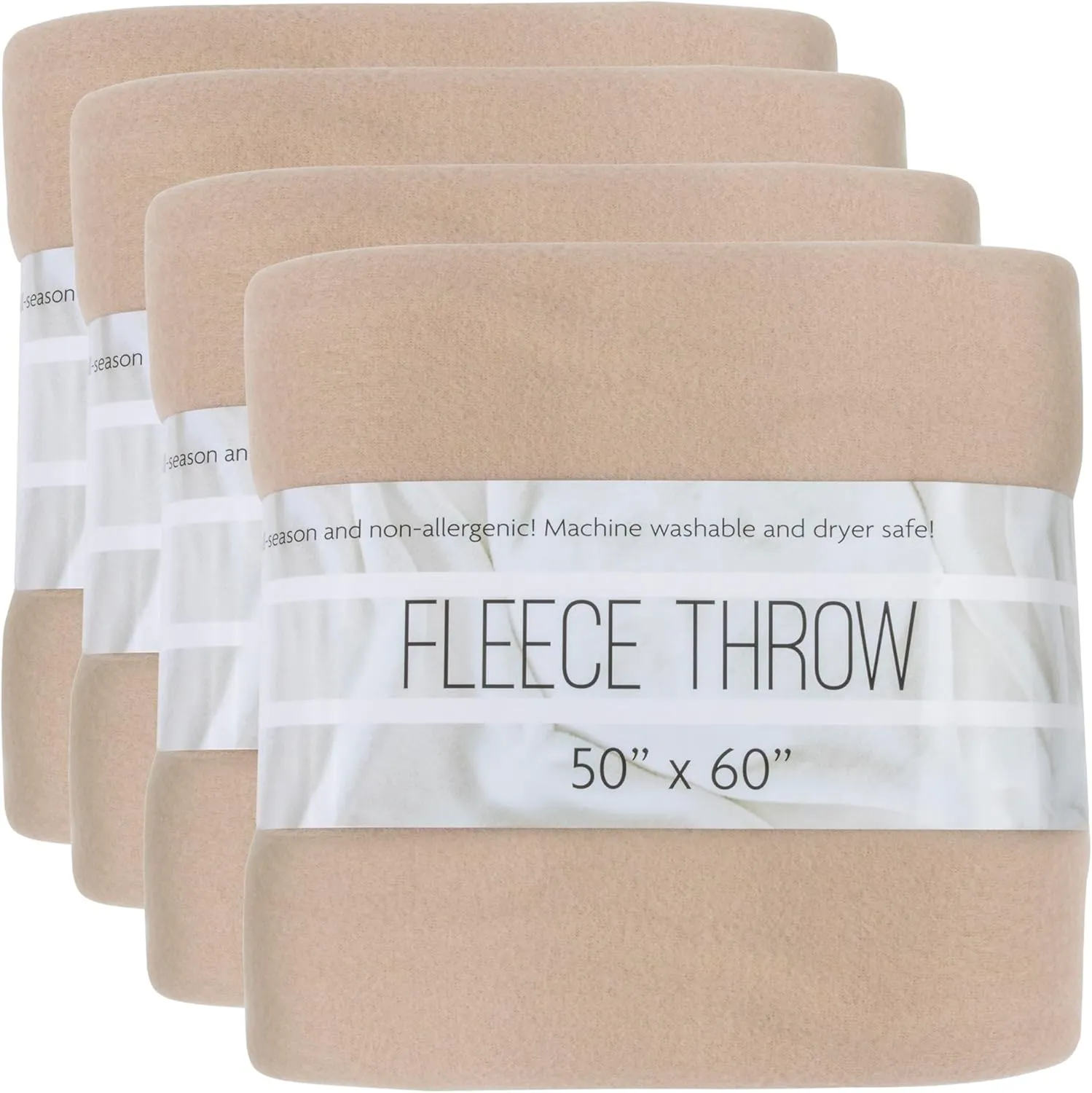 (24 Pack) Bulk Fleece Throw Blankets for Wedding Favors, Homeless Women, Men, Homes, Bed, Sofa, Couch, Office, Pet Blankets, Travel | Soft Warm Lightweight Throw Blankets in Bulk (Khaki)