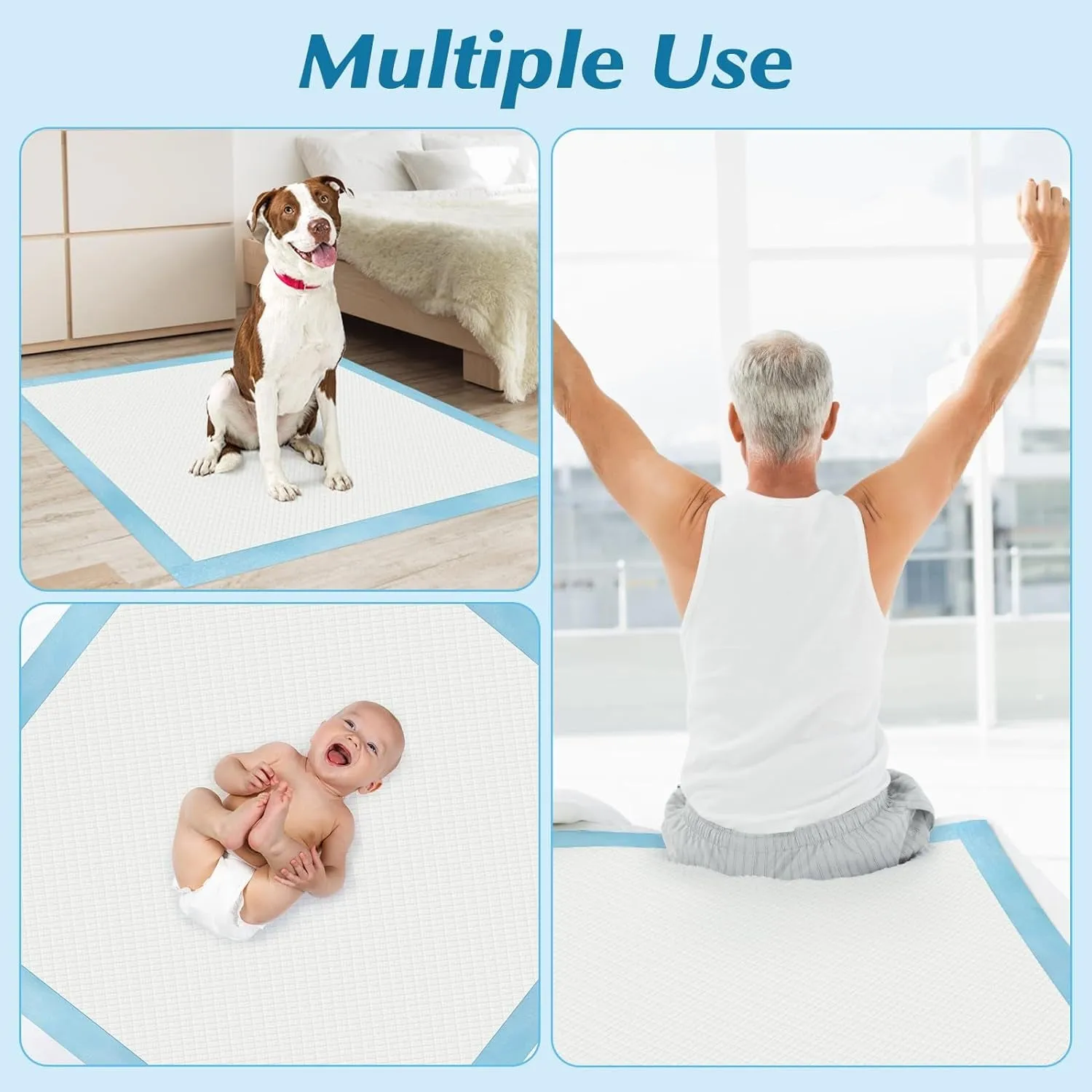 50 Count 36” X 36” Super Absorbency Disposable Underpads, Leakproof Quick Drying Disposable Pads for Baby, Puppy & Adults, Bed Pads Disposable Adults, Incontinence Pads, Dog Pee Pads