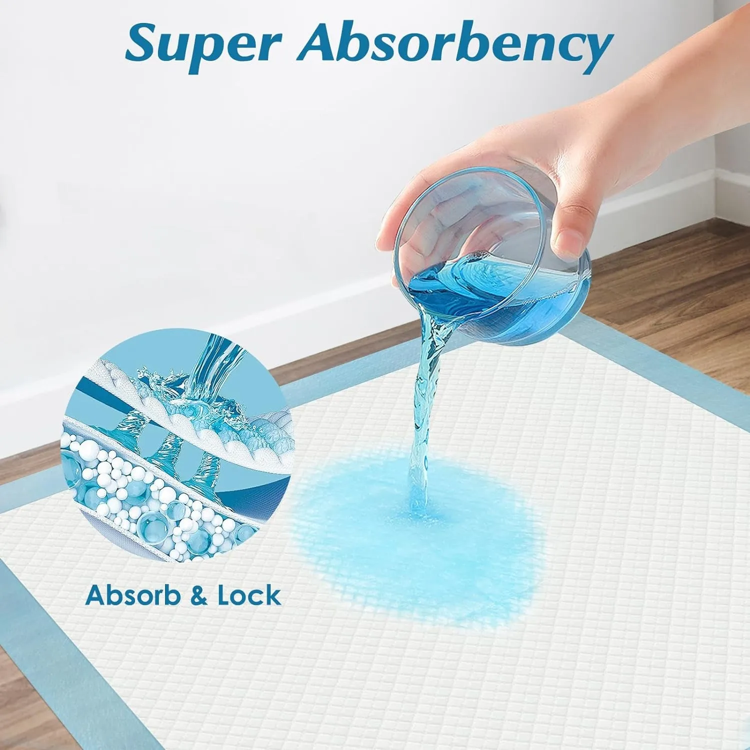 50 Count 36” X 36” Super Absorbency Disposable Underpads, Leakproof Quick Drying Disposable Pads for Baby, Puppy & Adults, Bed Pads Disposable Adults, Incontinence Pads, Dog Pee Pads