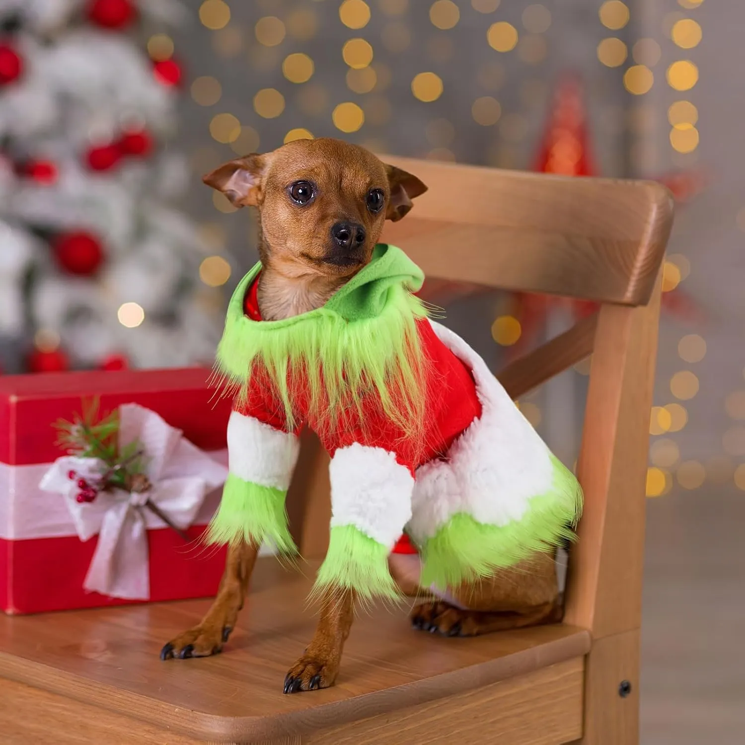 Abbylike Dog Christmas Outfit Holiday Pet Character Green Hoodie Shirt with Hat for Dogs and Cats Christmas Pet Clothes Cute Dog Christmas Outfit Cosplay Party as Shown(Classic,M)
