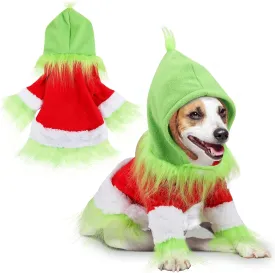 Abbylike Dog Christmas Outfit Holiday Pet Character Green Hoodie Shirt with Hat for Dogs and Cats Christmas Pet Clothes Cute Dog Christmas Outfit Cosplay Party as Shown(Classic,M)