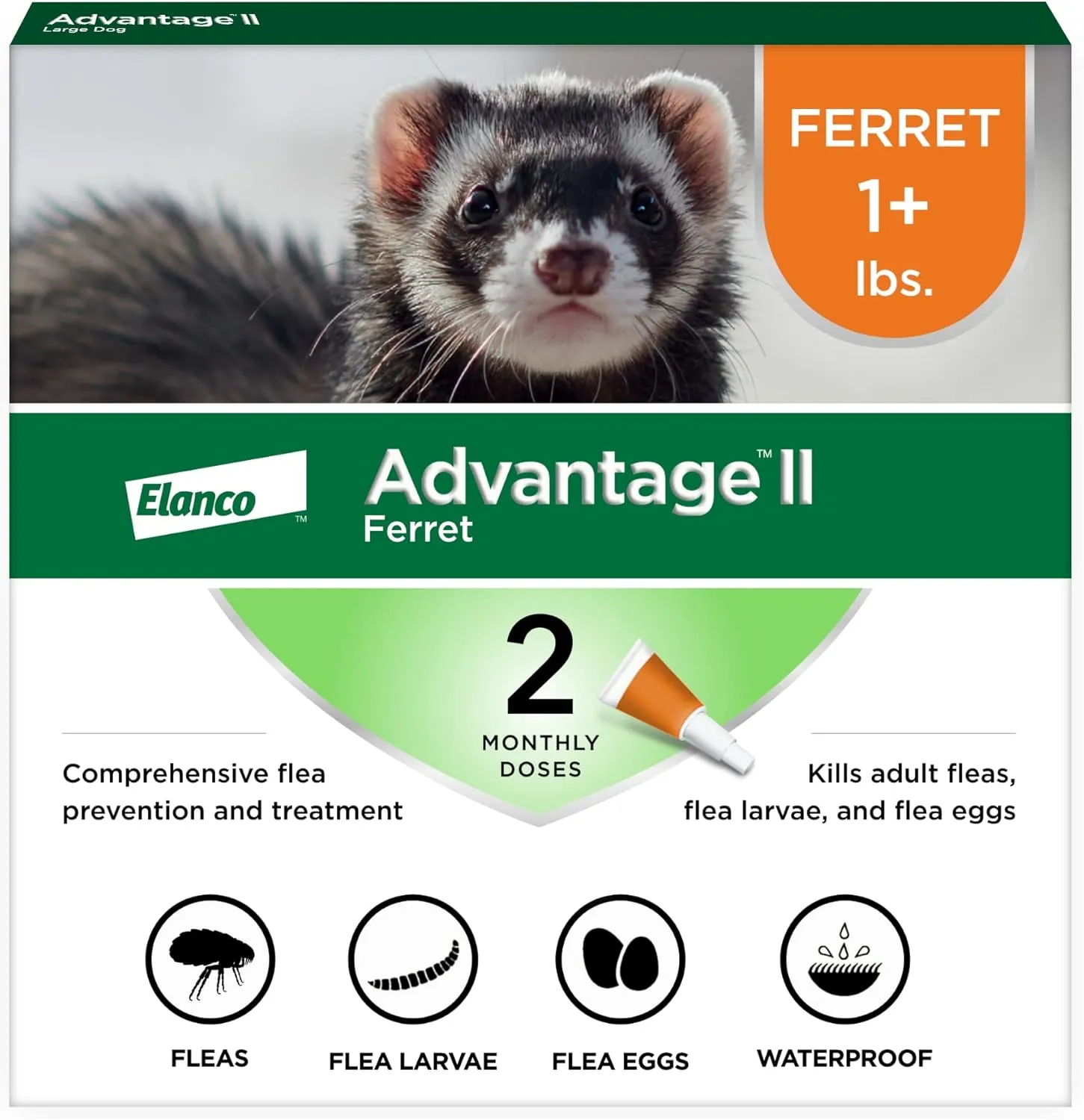 Advantage II Ferret Vet-Recommended Flea Treatment & Prevention | Ferret 1  lbs. | 2-Month Supply