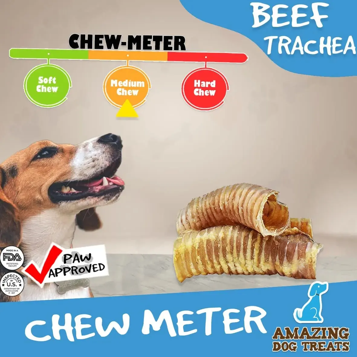 Amazing Dog Treats - 3-4" Beef Trachea Chews