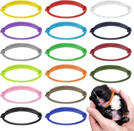 BOUMUSOE 16pcs Adjustable Puppy ID Bands - Multi Coloured Whelping Collars for Dog, Kitten & Newborn Pet