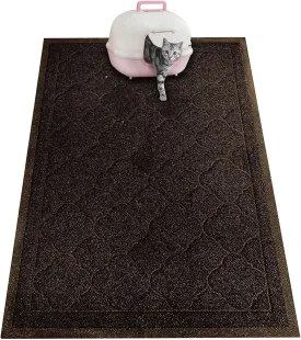Cat Litter Mat, XL Size 47"X36" Litter Mat, Durable Trapping Rug, Non-Slip and Waterproof, Easy to Clean,Traps Litter from Litter Box(Extra Large Gray Khaki)