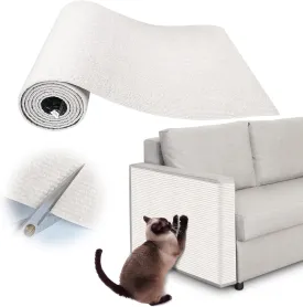 Cat Scratch Furniture Protector - 40" x 15.8" Trimmable Self-Adhesive Cat Claws Scratching Pads, Sisal DIY Climbing Couch Protector for Scratch Post Cats Tree Replacement Indoor (Cream White)