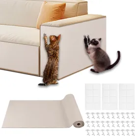 Cat Scratch Furniture Protector, 78.7"x15.8" Large Self-Adhesive Mat, Trimmable Scratch-Resistant Carpet for Sofa, Wall, Cat Tree & Door Protection, Durable Indoor Cat Scratcher (Off White)