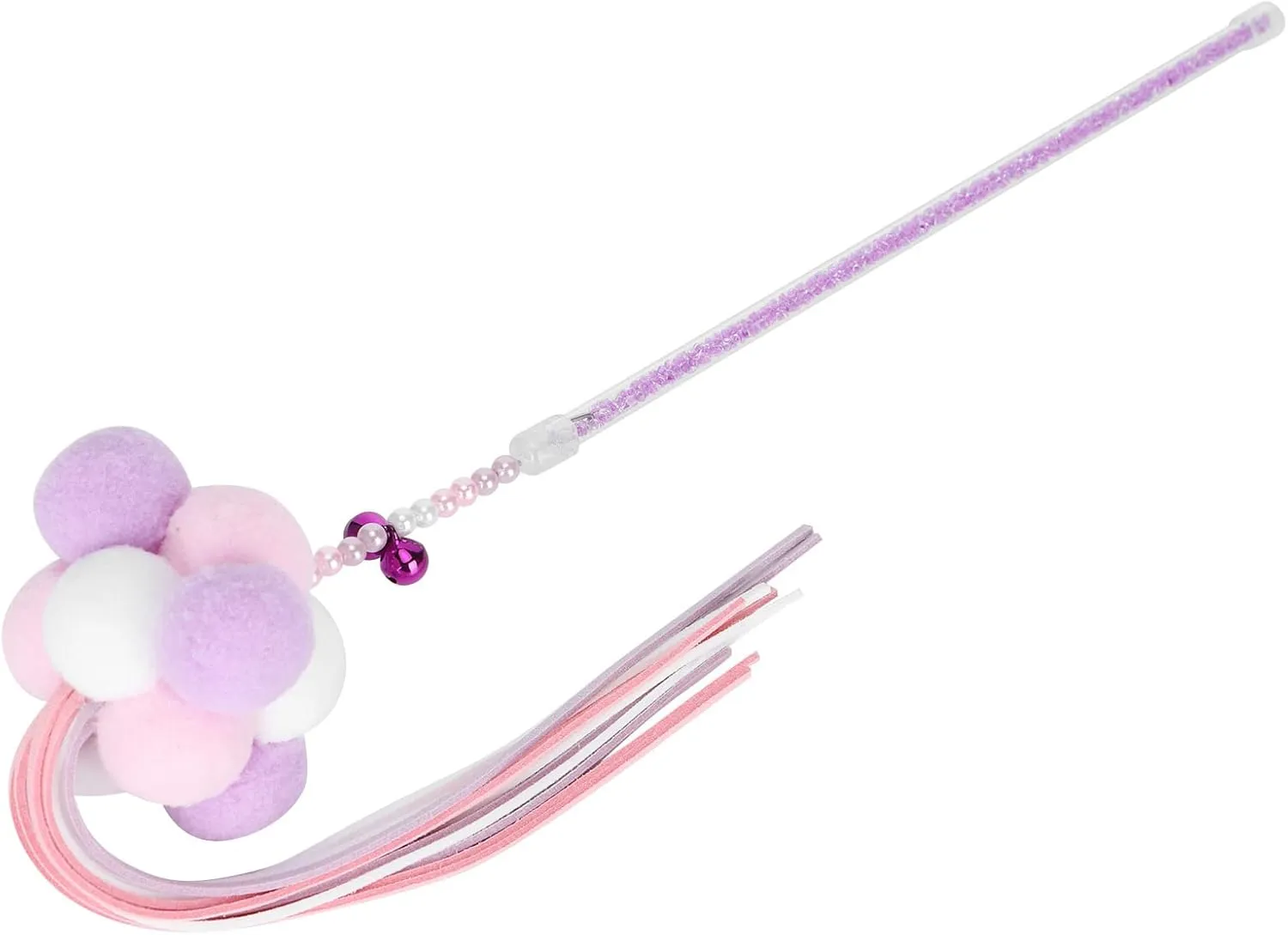Cat Tassel Stick, Cat Ball Stick Pet Funny Toy Cat Wand Cat Interactive Toy with Colorful Sequins for Pet Cat ()