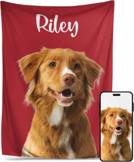 Custom Pet Blanket with Photo and Name, Personalized Dog Blankets with Picture for Large & Small Dogs,Best Dog Gifts,Memorial Gifts for Pet Owners Dog Mom Cat Dad,Flannel Throw Blanket (Style 2)