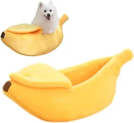 Cute Banana Shape Cat Bed, Banana Bed for Indoor Cats, Banana Shape Pet Bed House, Banana Boat Bed for Cats Small Dogs, Self-Warming Winter House Bed Mat Pet Supplies for Puppy Kitten