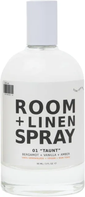 DedCool Room   Linen Spray (01 Taunt, 3 fl oz | 90 mL) Luxurious Fragrance, Natural Linen Spray for Bedding, Laundry, Fabric Freshener Spray, Clean, Non-Toxic, Infused with Essential Oils