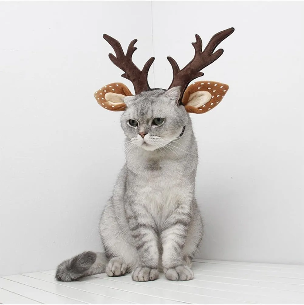 Dog and Cat Reindeer Antlers Xmas Hat Pet Headbands Christmas Accessories Holiday Costume