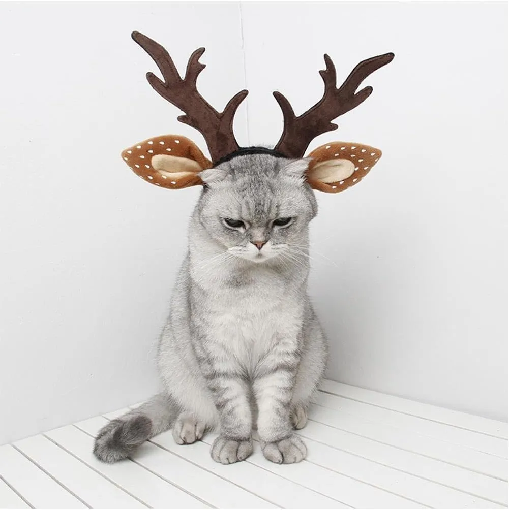 Dog and Cat Reindeer Antlers Xmas Hat Pet Headbands Christmas Accessories Holiday Costume