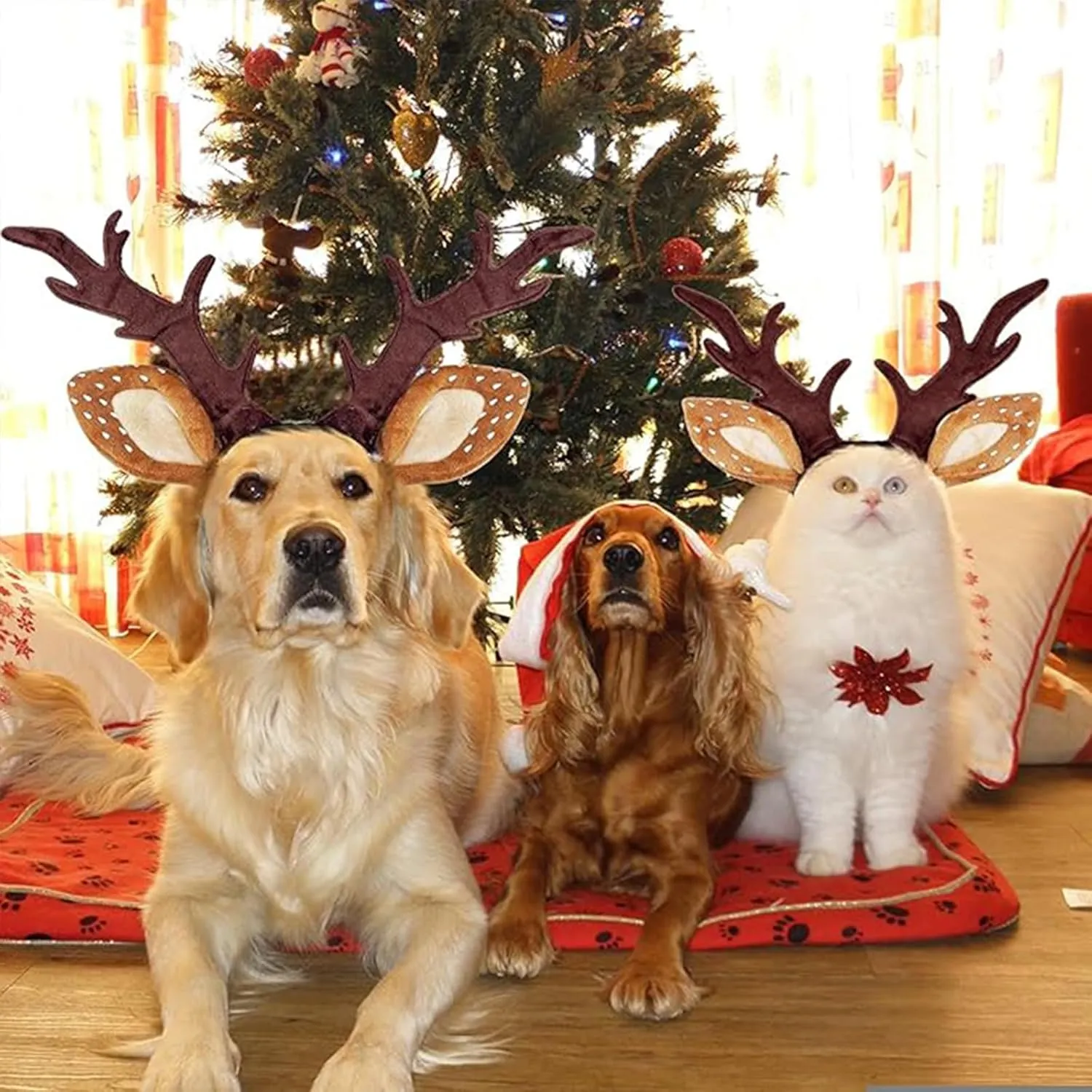 Dog and Cat Reindeer Antlers Xmas Hat Pet Headbands Christmas Accessories Holiday Costume
