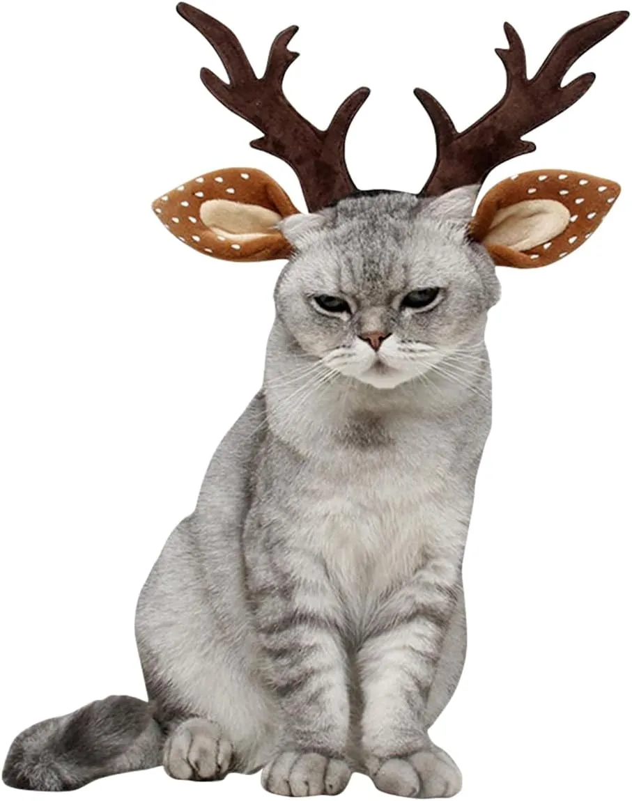 Dog and Cat Reindeer Antlers Xmas Hat Pet Headbands Christmas Accessories Holiday Costume