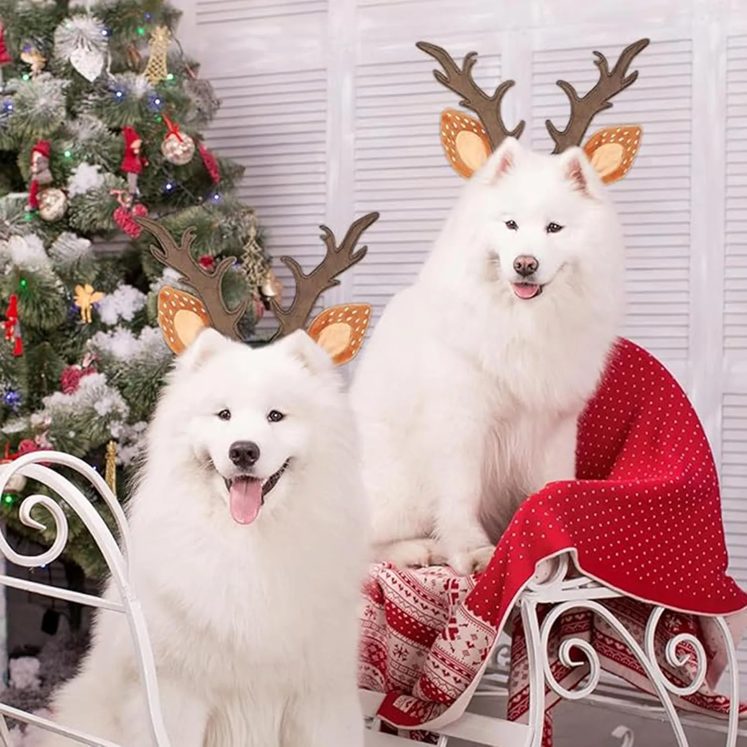 Dog and Cat Reindeer Antlers Xmas Hat Pet Headbands Christmas Accessories Holiday Costume