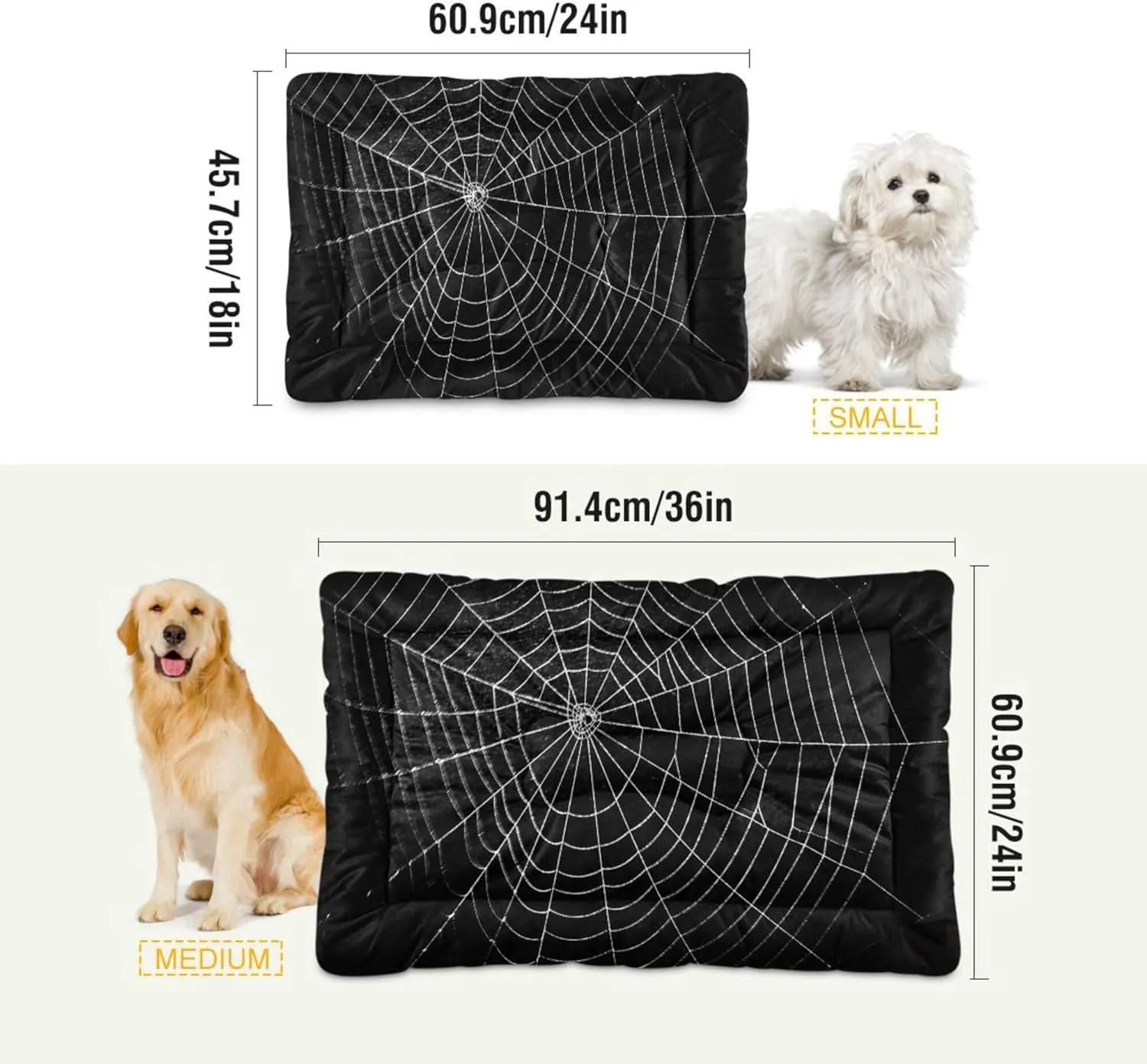 Dog Bed Mat Large Pet Bed Spider Web Washable Anti Slip Bottom Dog Fulffy Comfy Kennel Pad Cat Crate Mat Dog Pet Pad, 18 x 24 Inches