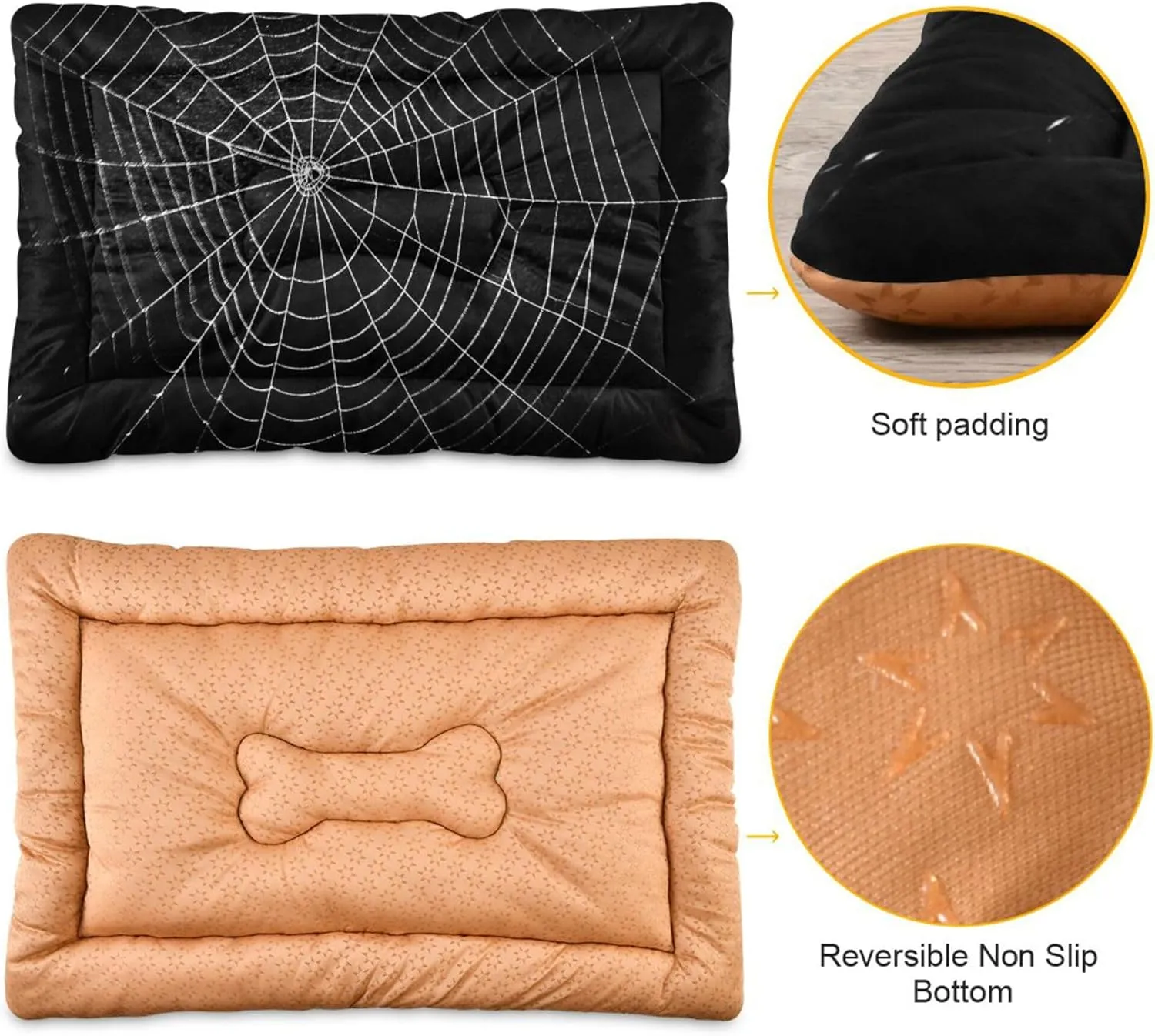 Dog Bed Mat Large Pet Bed Spider Web Washable Anti Slip Bottom Dog Fulffy Comfy Kennel Pad Cat Crate Mat Dog Pet Pad, 18 x 24 Inches