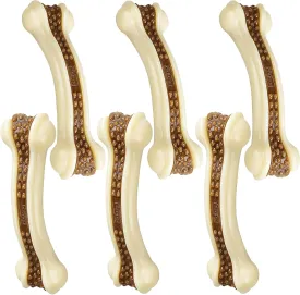 Dog Chew Toys for Aggressive Chewers, 6 Pack L Real Beef Flavor Bones,Indestructible Dog Toys for Large/Medium Breed,Pet NylonToys