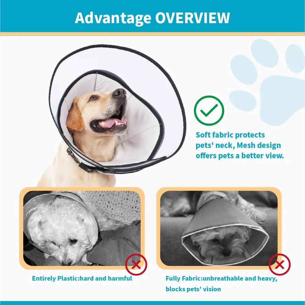 Dog Cone Collar, Pet Cone for Dogs to Stop Licking, Comfy Dog Cones for Large Medium SmallDogs, Soft Cones for Dogs After Surgery, Coneof Shame for DogsHead Neck Elizabethan Collar