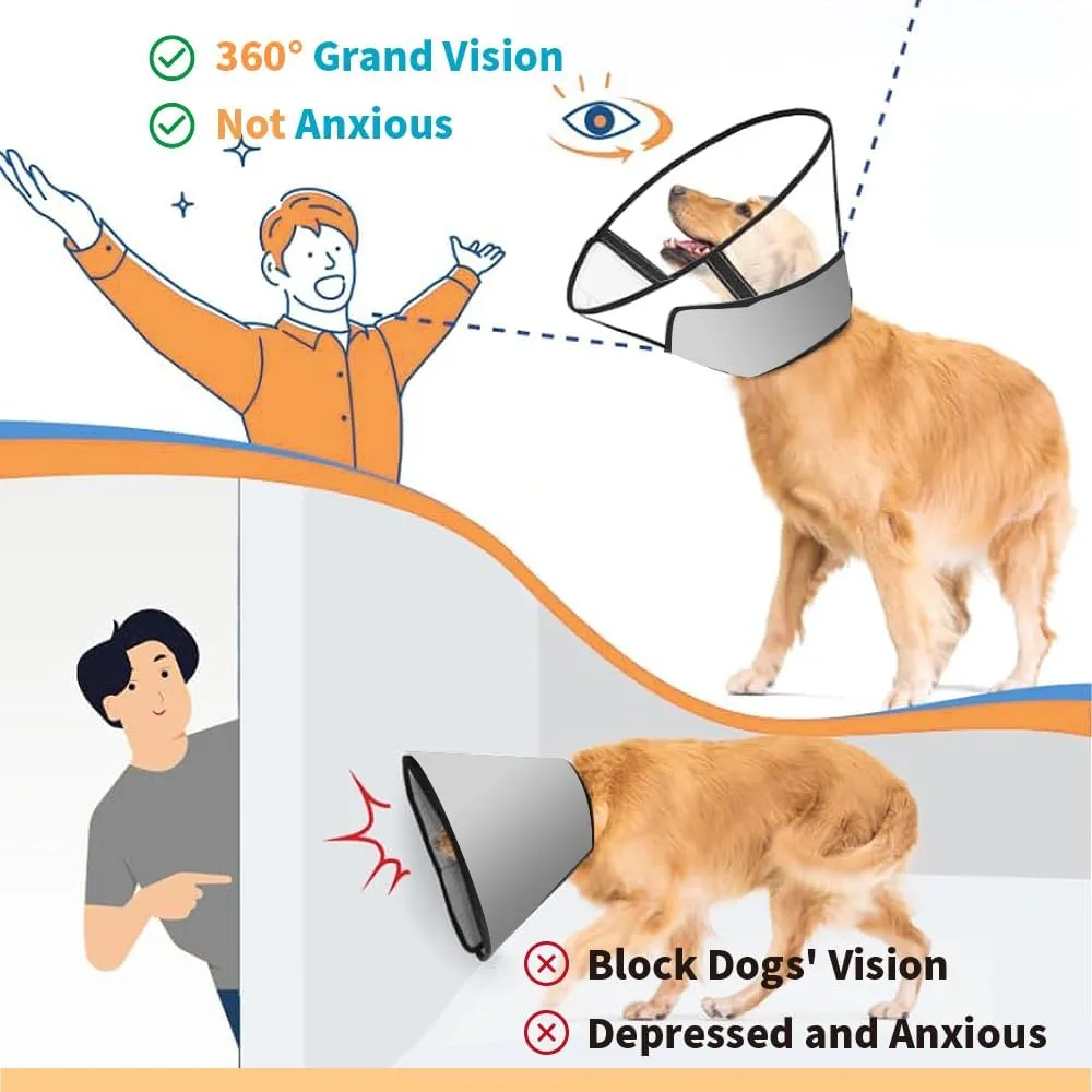 Dog Cone Collar, Pet Cone for Dogs to Stop Licking, Comfy Dog Cones for Large Medium SmallDogs, Soft Cones for Dogs After Surgery, Coneof Shame for DogsHead Neck Elizabethan Collar