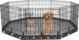 Dog Playpen Bottom Pad Fits for 24 Inch 8 Panels Regular Octagon Metal Exercise Pet Playpen, Dog Crate Pad Puppy Playpen Pad. (Note: Playpen Not Included) -Black
