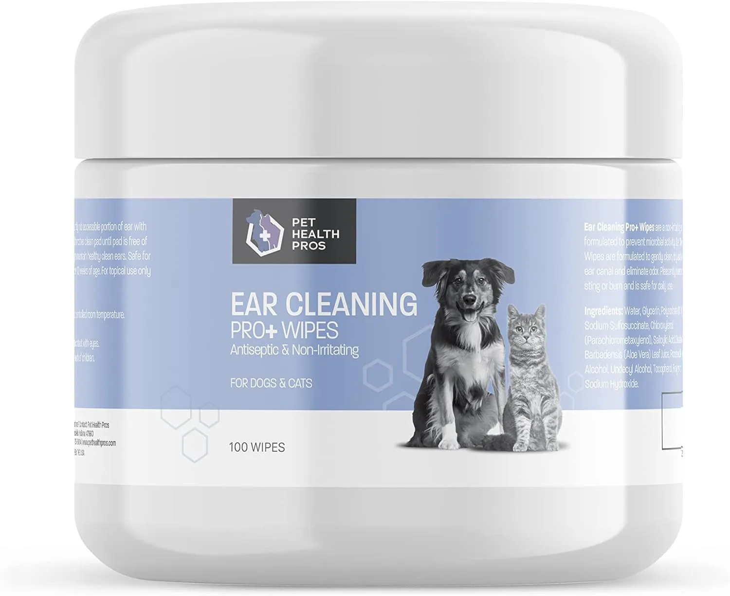 Ear Cleaning Pro  Wipes - Dog Ear Cleaner Dog Ear Wipes - Advanced Antiseptic Cat Ear Wipes for Dogs - Non-Irritating Cat & Dog Ear Cleaner Wipes - Clean, Dry & Acidify Ear - 100 ct