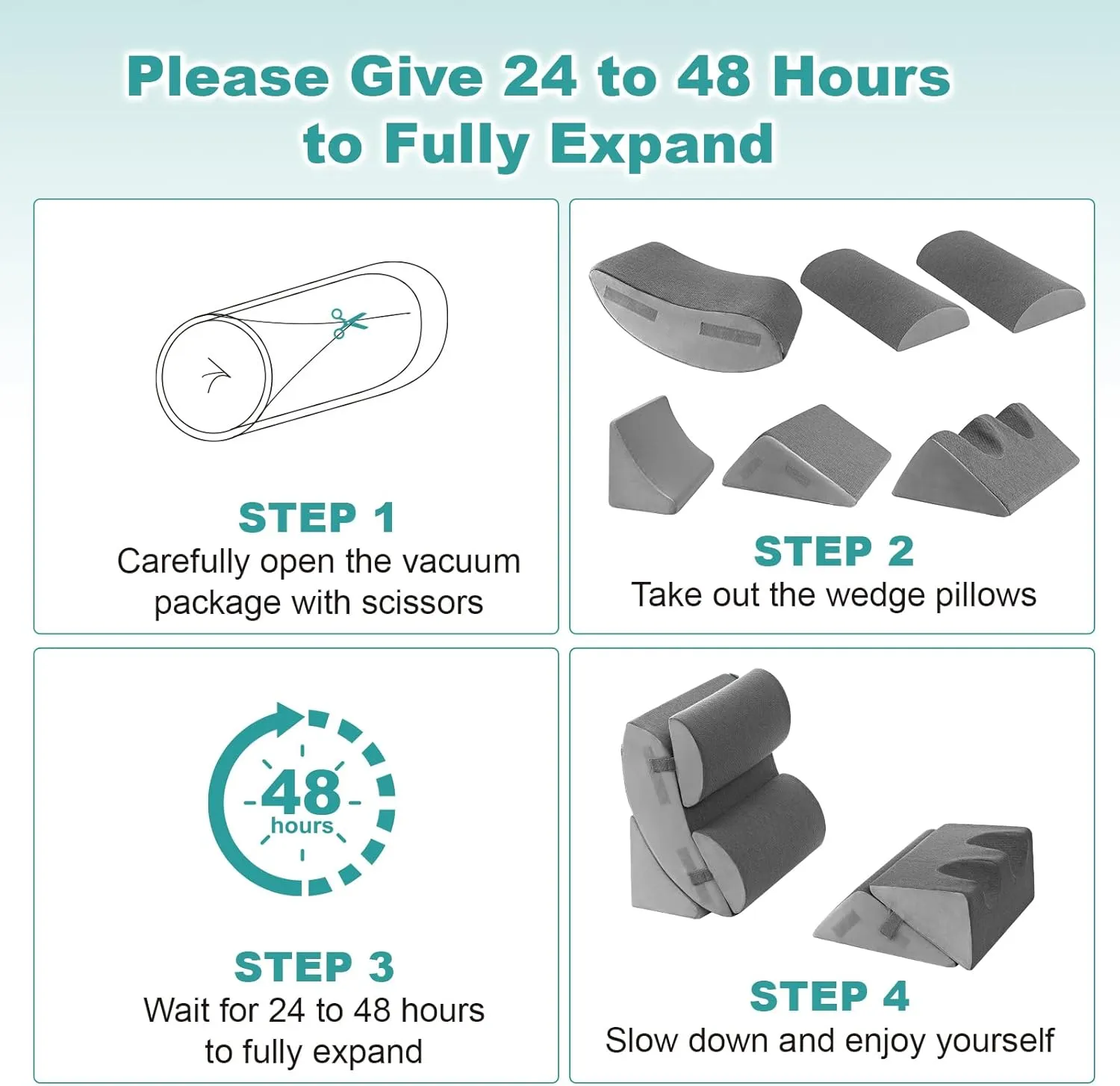 Hansleep 6PCS Orthopedic Bed Wedge Pillow for Sleeping, Adjustable Post Surgery Pillow Set for Body, Back and Leg Pain Relief, Memory Foam Support Pillows for After Surgery, Grey
