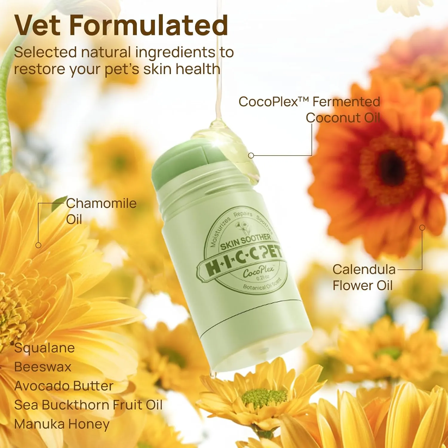 HICC PET Skin Balm for Dogs & Cats, Soothes Itching and Irritation Skin & Prevents Infection, Hypoallergenic Dog Moisturizer for Dry Itchy Skin, Lickable Hot Spot Treatment - 0.53oz