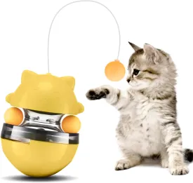 Interactive Cat Toys, Exercise Tumbler for Indoor Cats, 3-in-1 Tumbler Catnip Toy, Yellow