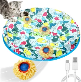 Interactive Cat Toys Fast Rolling Ball in Play Mat, Christmas Cat Toys Automatic Motion Activated Moving Ball Hide and Seek Game for Indoor Exercise Kicker