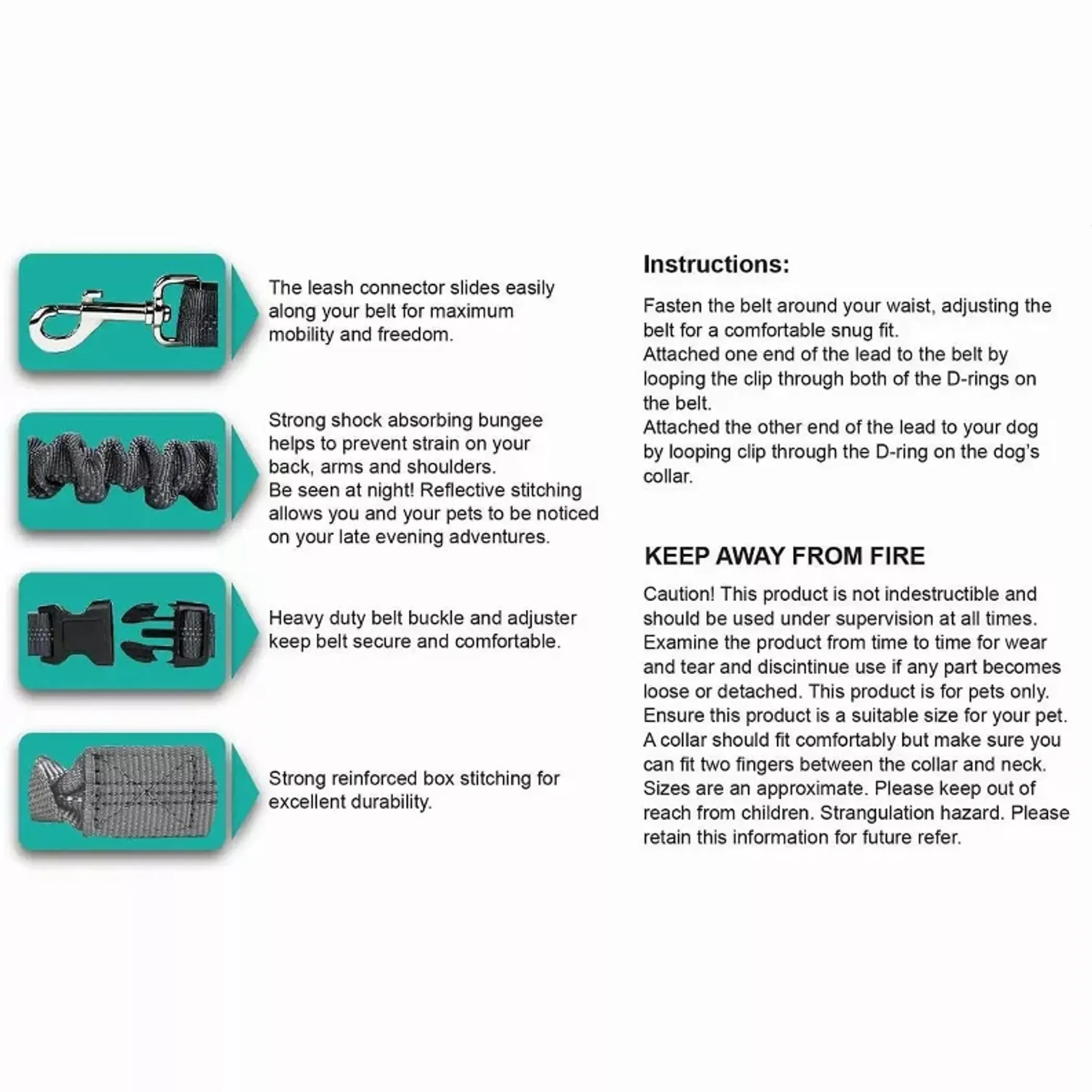 JESPET Hands Free Dog Leash for Running, Walking or Hiking