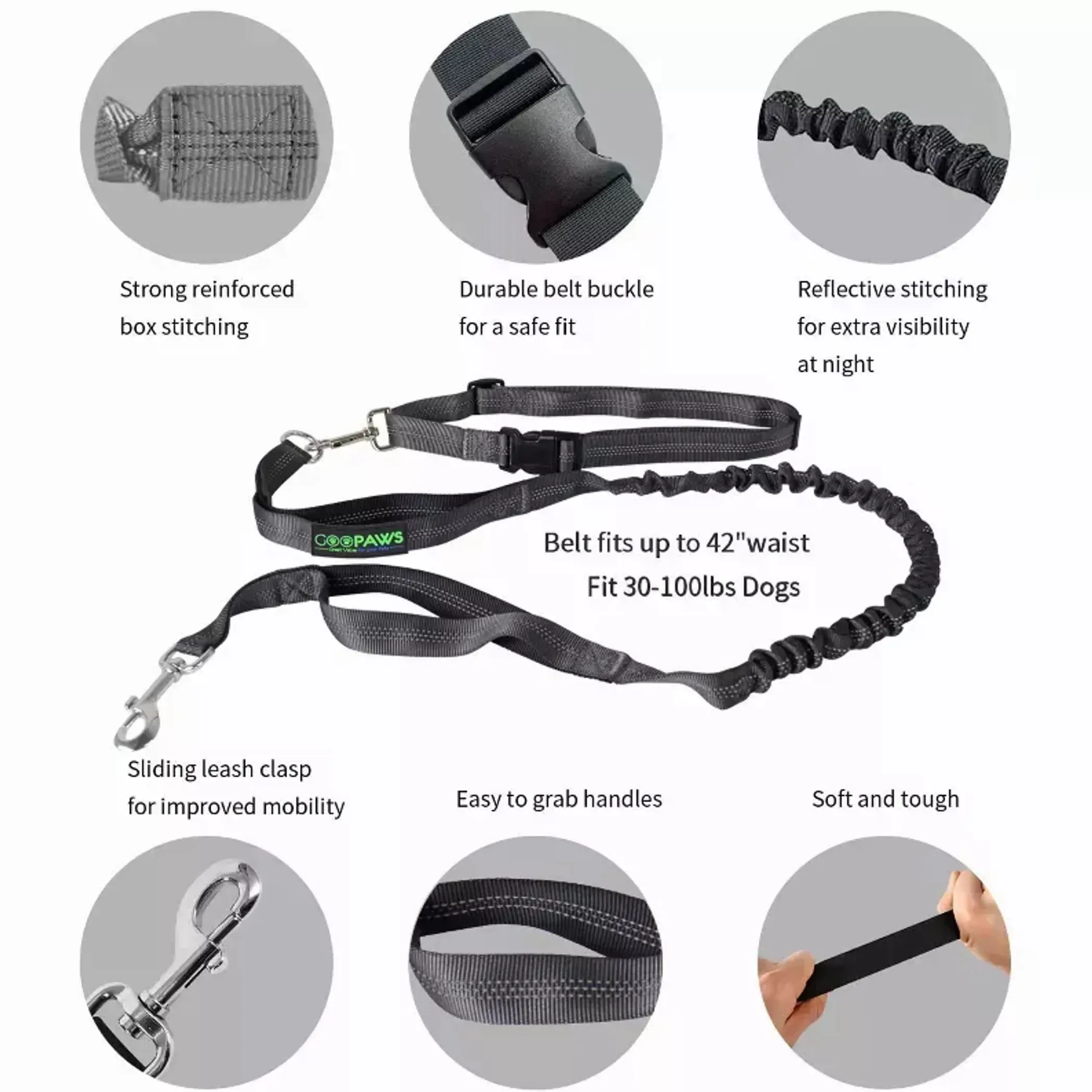 JESPET Hands Free Dog Leash for Running, Walking or Hiking