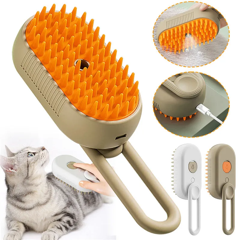 Luxury Cat Grooming Steam Brush 3-in-1 Spa Experience