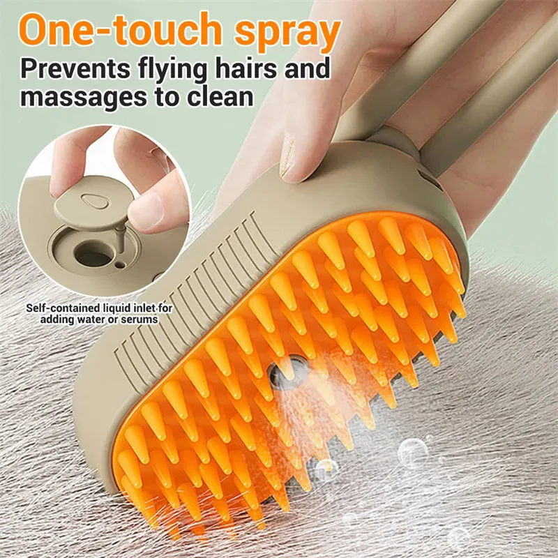 Luxury Cat Grooming Steam Brush 3-in-1 Spa Experience