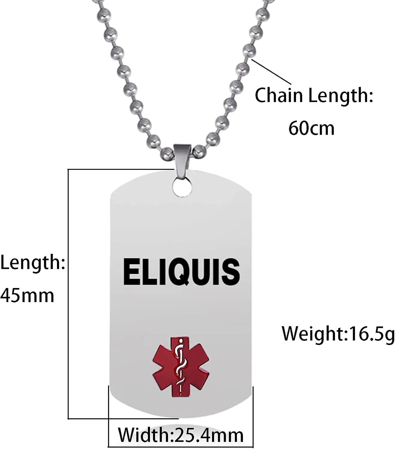 Men's Red Medical Alert Necklaces for Women Emergency First Aid Health Alert Engraved Dog Tag Pendant Necklace Stainless Steel Jewelry