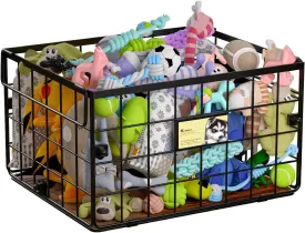 Metal Dog Toy Bin-Dog Toy Box-Personalized Large Dog Toy Basket for Puppy and Pet-Dog Storage Organizer for Living Room-Metal Storage Box with Handles Dog Organizer-Chew Proof Dog Toy Box