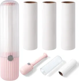 Mini Lint Roller with 120 Sheet, Travel Portable Pet Hair Remover, Refillable Sticky Lint Remove Roll for Clothes Furniture Bag- Pink