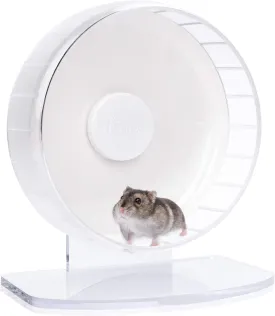 Niteangel Super-Silent Hamster Exercise Wheels - Quiet Spinner Hamster Running Wheels with Adjustable Stand for Hedgehog Gerbils Mice or Other Small Animals (S, White)