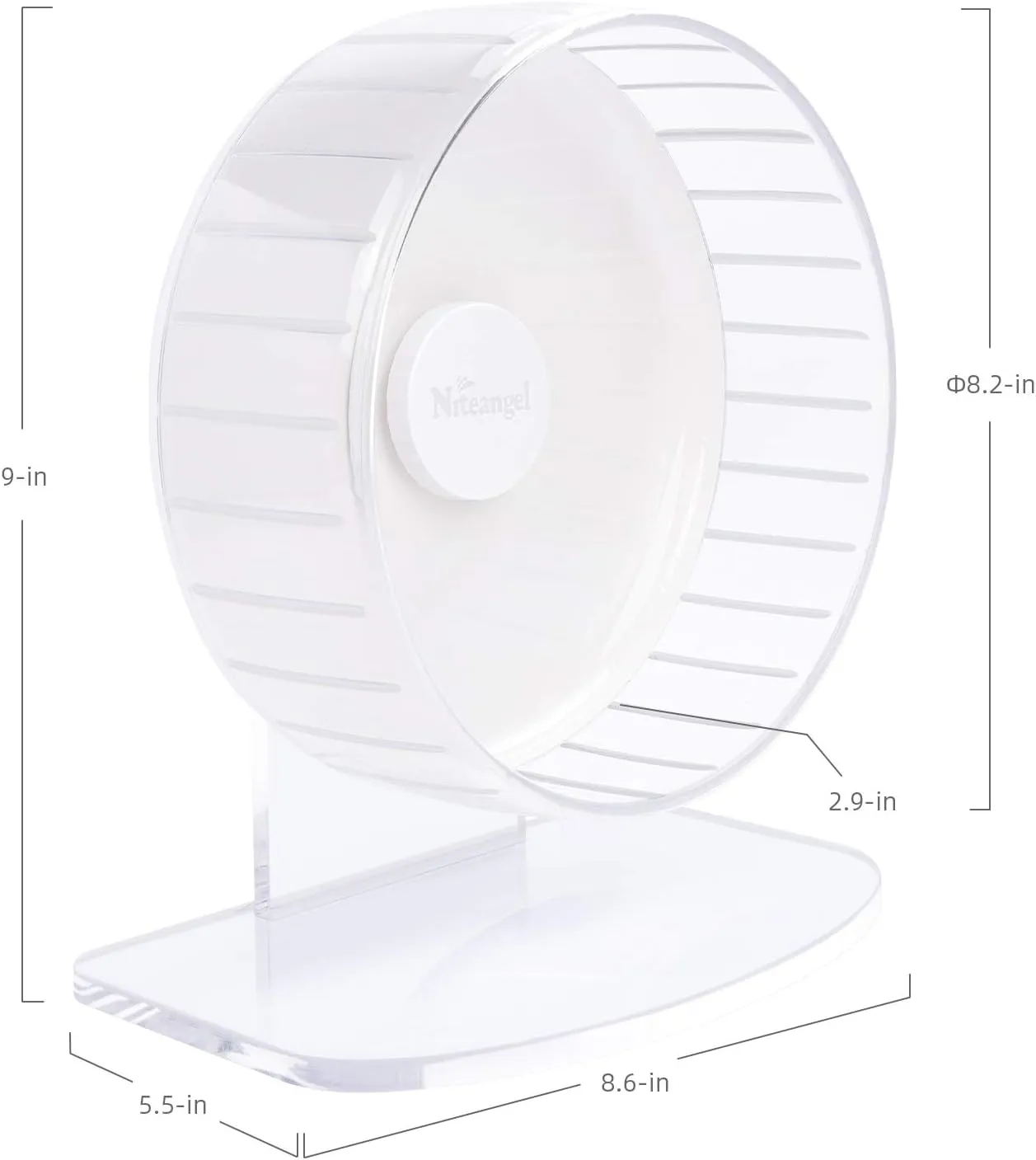 Niteangel Super-Silent Hamster Exercise Wheels - Quiet Spinner Hamster Running Wheels with Adjustable Stand for Hedgehog Gerbils Mice or Other Small Animals (S, White)
