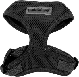Parisian Pet Dog Harness - Adjustable, No Pull, Soft Padded Mesh Pet Harness for Cats and Dogs - Black, Size S