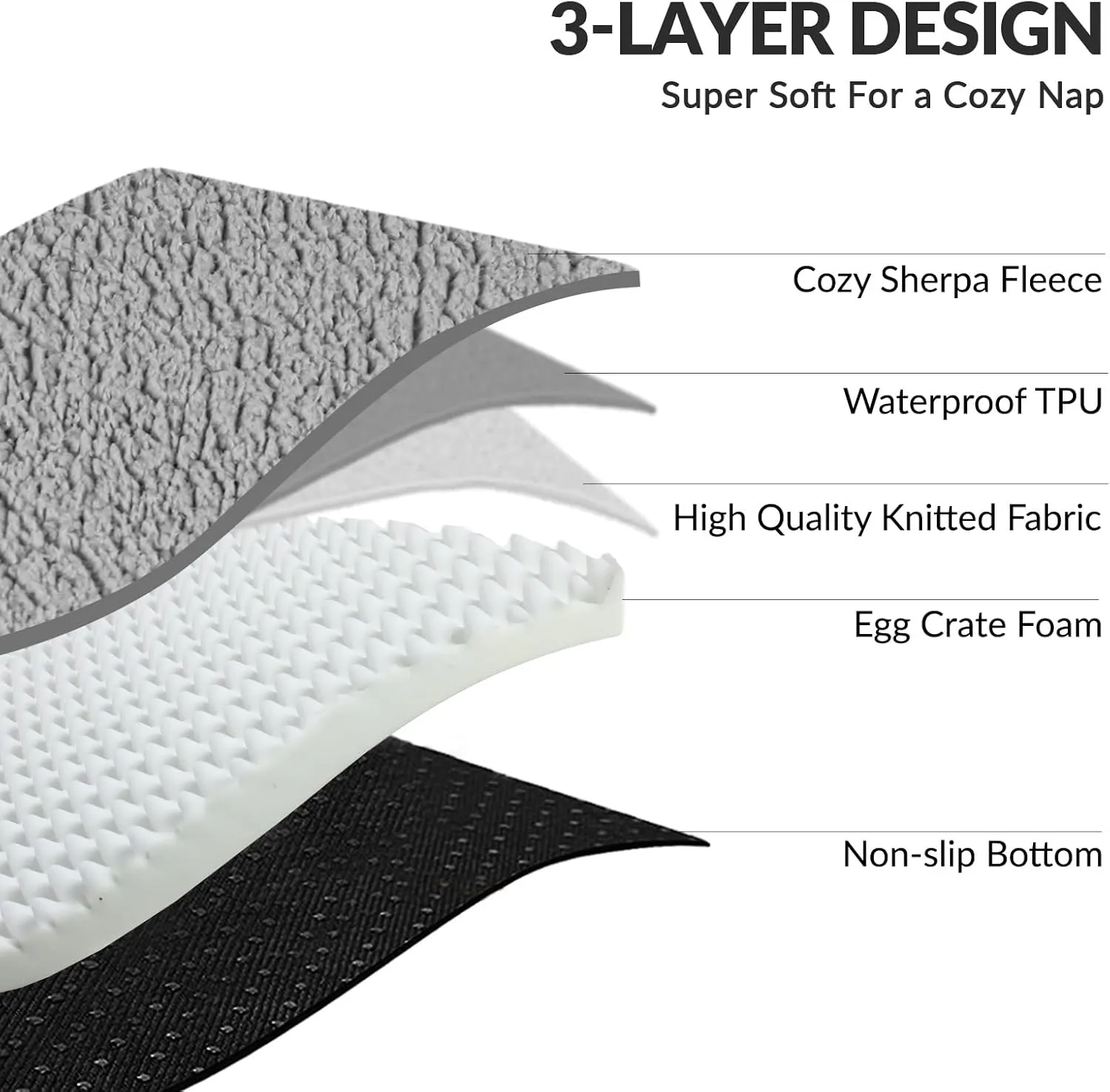 Patas Lague Orthopedic Dog Bed for Large Dogs, Waterproof L Shaped Large Pet Sofa Beds with Removable Washable Cover, Soft Comfortable Pet Couch Mat with Nonskid Bottom, 36''X24'' Grey
