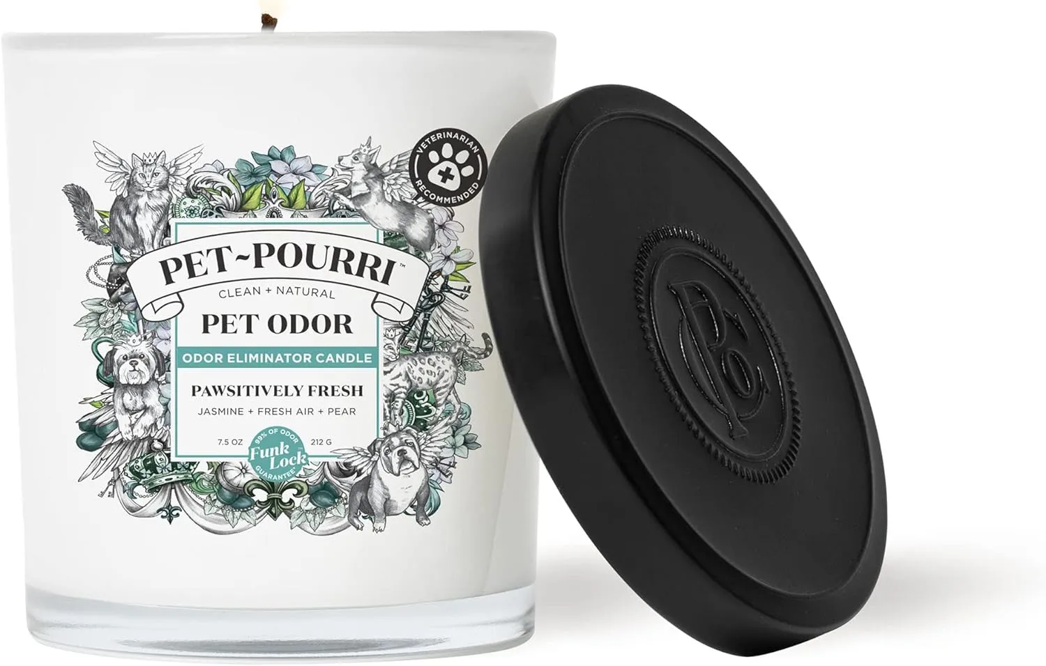 Pet-Pourri Pawsitively Fresh Pet Deodorizer Candle  Pet Safe Plant Based Ingredients & Wax  Vet Approved  Aromatherapy & Air Freshener for Pet Odor  Scented with Pineapple, Jasmine, & Pear