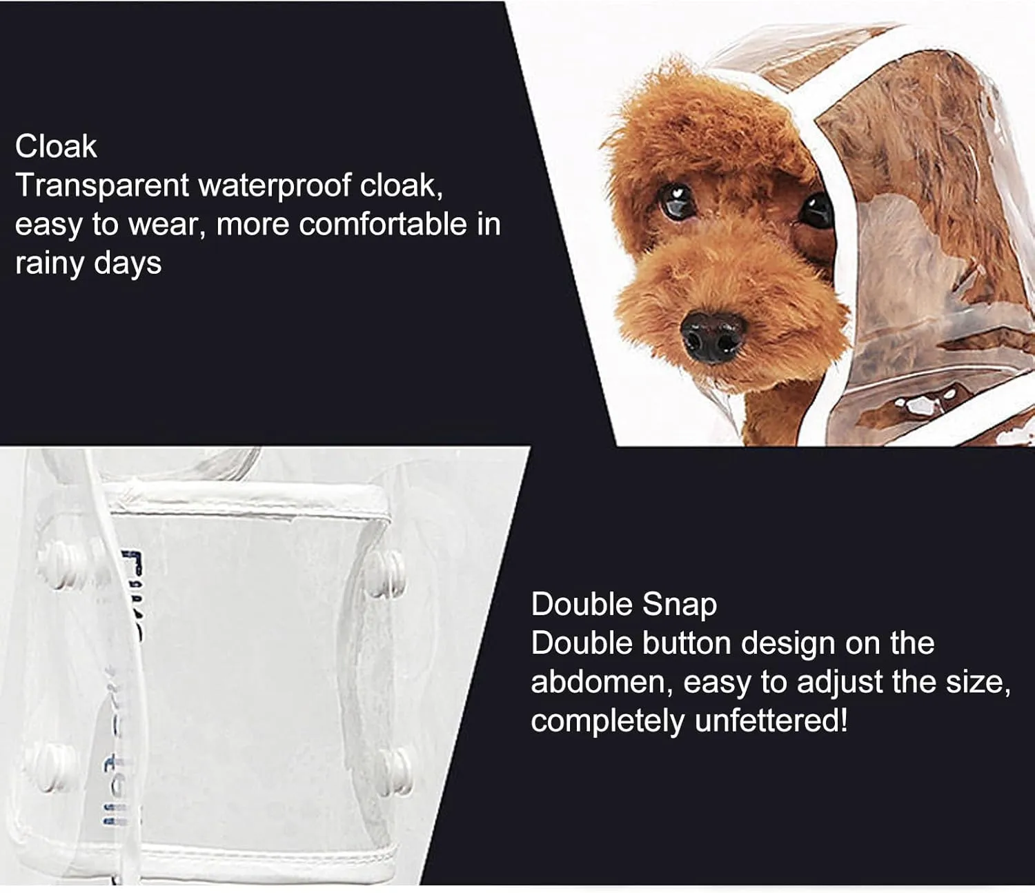 Pet Raincoat, Transparent Dog Cat Raincoat with Hood, Minimalistic Dog Rainwear Pet Rain Gear for Small Dogs A M