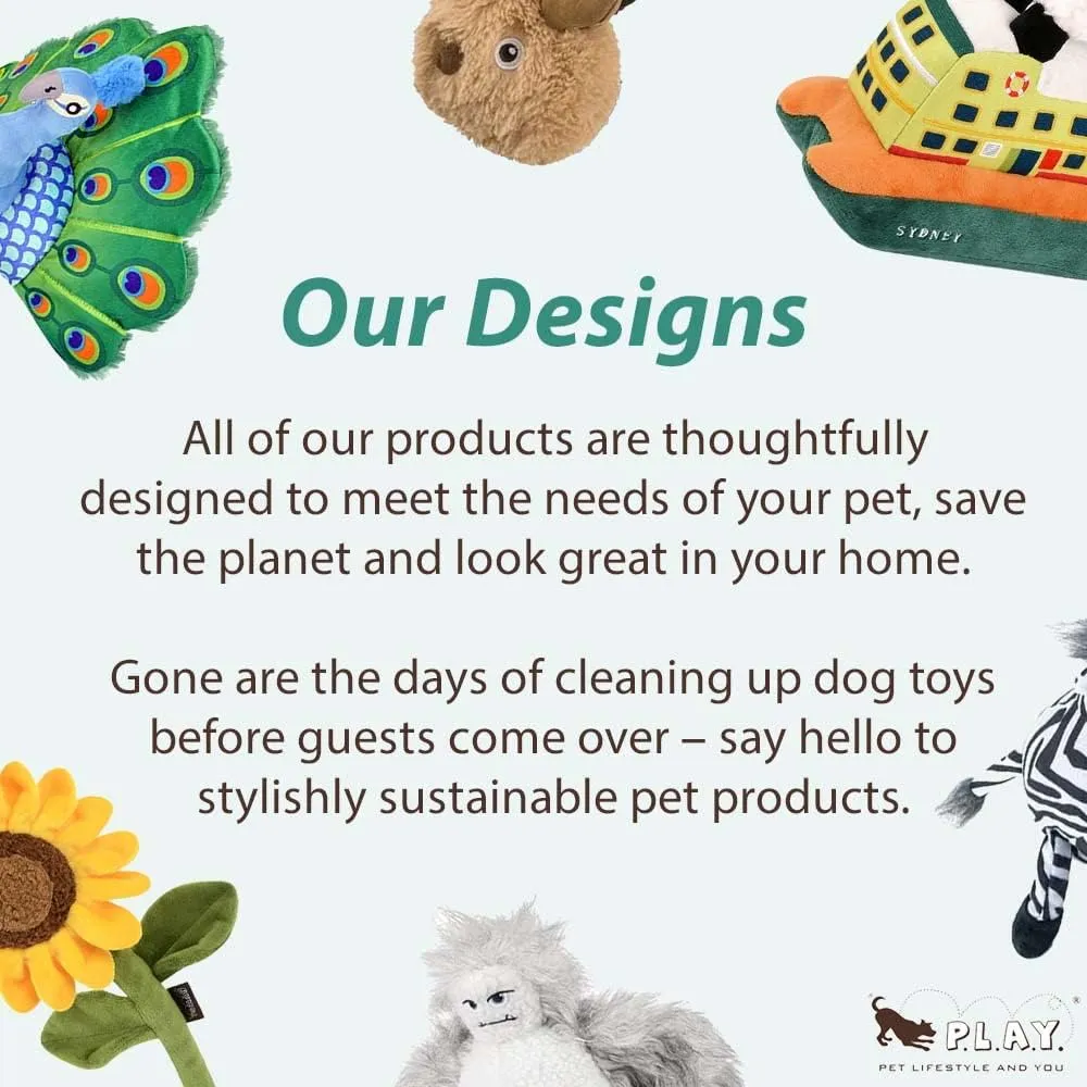 P.L.A.Y. Cute Plush Dog Toys - Merry Woofmas Christmas Themed Durable Squeaker Chew Toy, Great for Puppies & Small, Medium, Large Dog - Machine Washable, Recycled Material (Clumsy Claus Santa Chimney)