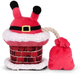 P.L.A.Y. Cute Plush Dog Toys - Merry Woofmas Christmas Themed Durable Squeaker Chew Toy, Great for Puppies & Small, Medium, Large Dog - Machine Washable, Recycled Material (Clumsy Claus Santa Chimney)
